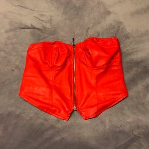 NEW Urban Outfitters Red Zip Up Bustier XS